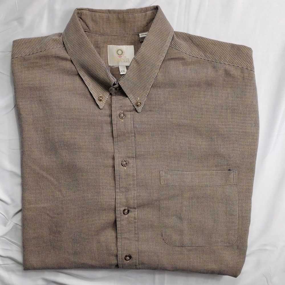 Viyella Wool Cotton Blend Plaid blue & tan